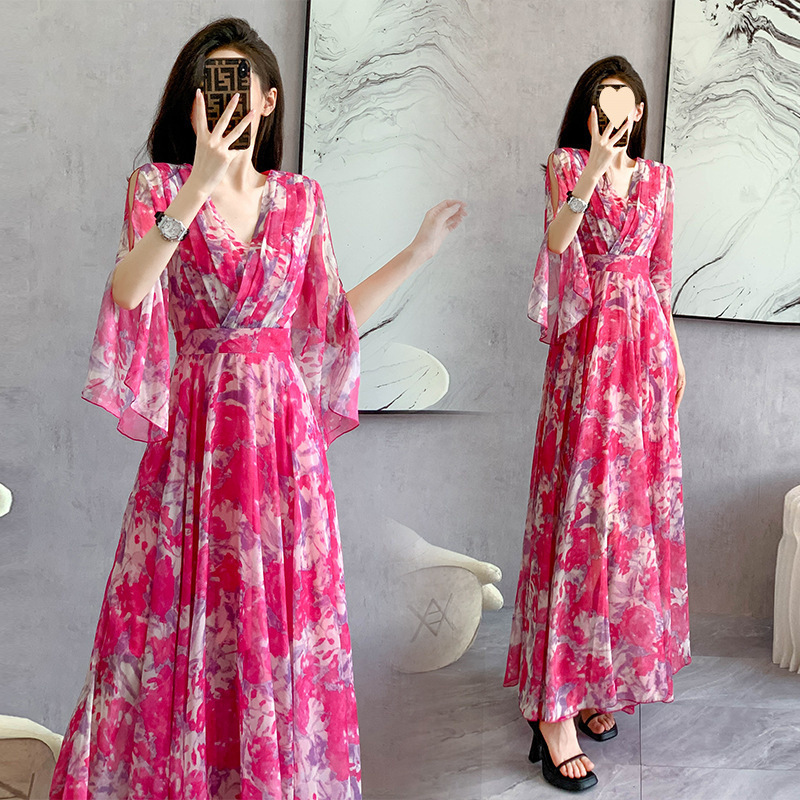 2024 New Women's Clothing Summer Seaside Vacation to Ankle Elegant Super Long Floating Dress dress