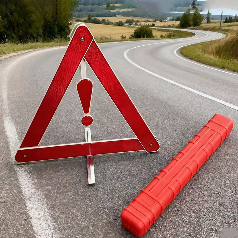 Car Triangular Warning Sign, High-Reflective Tripod, Fire Extinguisher Set, Car-Mounted Folding Tripod, Emergency Tool Factory