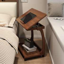 可移动床头柜窄夹缝小型电脑桌卧室家用工作台多功能床边桌置物架