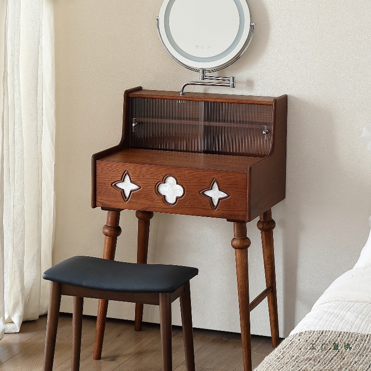 Moozi Wood Language Antique Solid Wood Dresser Small Apartment French 60cm Ultra-Narrow Bedroom Bedside Dresser