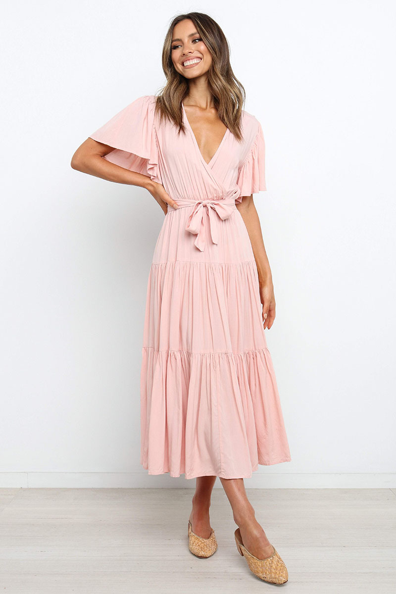 269g Weight Midi Dress Dress Length Type Short Sleeve Sleeve Length Princess Dress Dresses Type Regular Sleeve Sleeve Type Cotton, Polyester Fabric Type Mid Waist Waist Line Holiday, Daily, Selfie Occasion V Neck Neckline Regular Fit Fit Type Solid Color Pattern Summer Season Women's Gender Casual, Elegant, Streetwear Style Wholesale Women's Casual Elegant Streetwear Solid Color Holiday Daily Selfie V Neck Short Sleeve Princess Dress 4