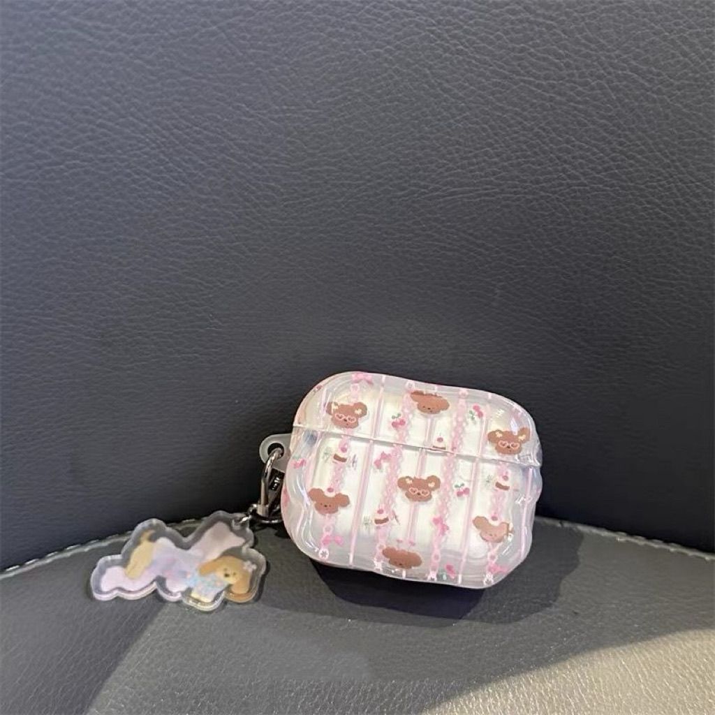Pink Striped Bear AirPods 1st Generation AirPods Pro3 Apple Headset Cover 3rd Generation 2nd Generation Pro3