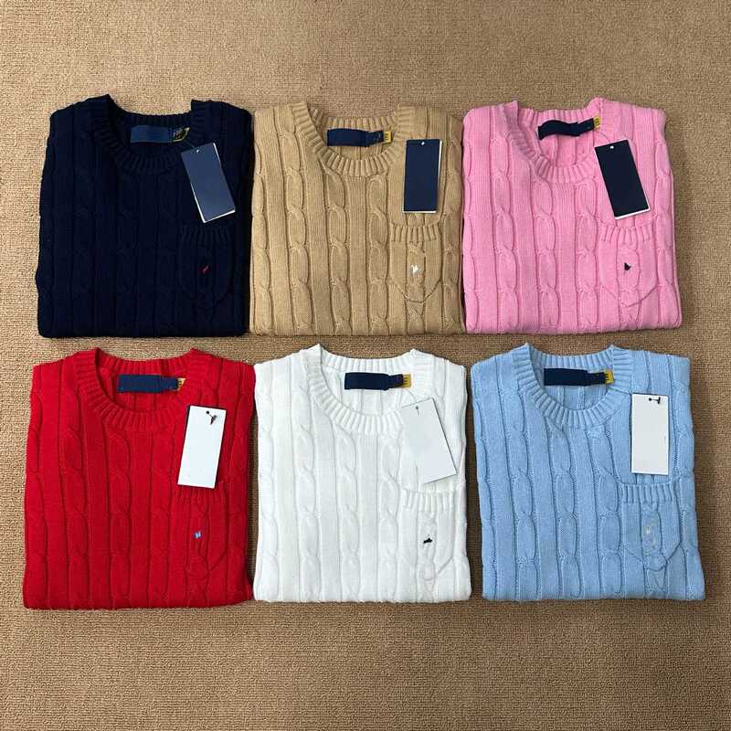High-End Export Version / Polo Embroidery Women's Short-Sleeve Knit Top with Pockets, Round Neck, Cable Knit, Slim Fit, Summer