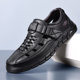 2024 new breathable men's leather sandals cowhide hollow hole shoes wholesale casual cross-border soft bottom dad sandals