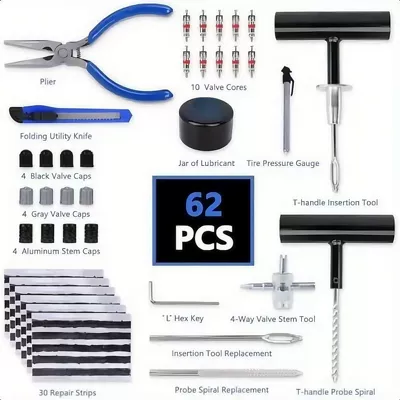 62Pc New Emergency Tire Repair Repair kit