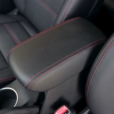 Suitable for Kia Kx3 Aopao Central Armrest Box Cover, Armrest Box Protective Leather Cover, Armrest Box Cover Cover, Renovation and Modification (Armrest box) - 15-18-models-black-leather-and-red-thread