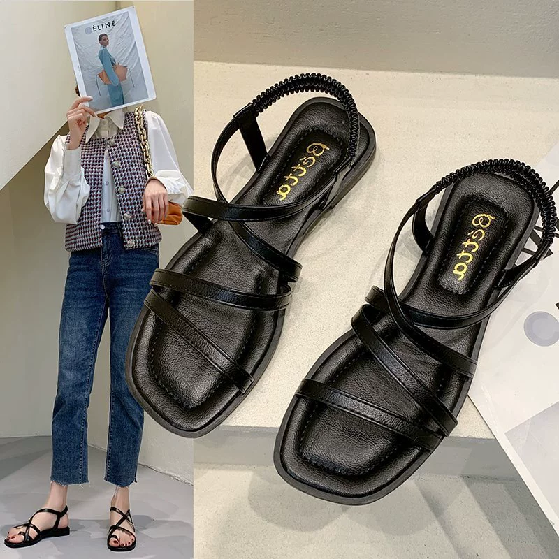 Босоножки в богемном римском сказочном стиле, женские новые студенческие дышащие сандалии на плоской подошве с открытым носком 2023 года