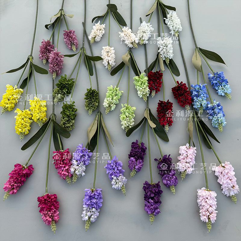 Wild natural style 3 fork lavender artificial flower foreign trade cross-border fake flower decoration wedding road lead flower arrangement