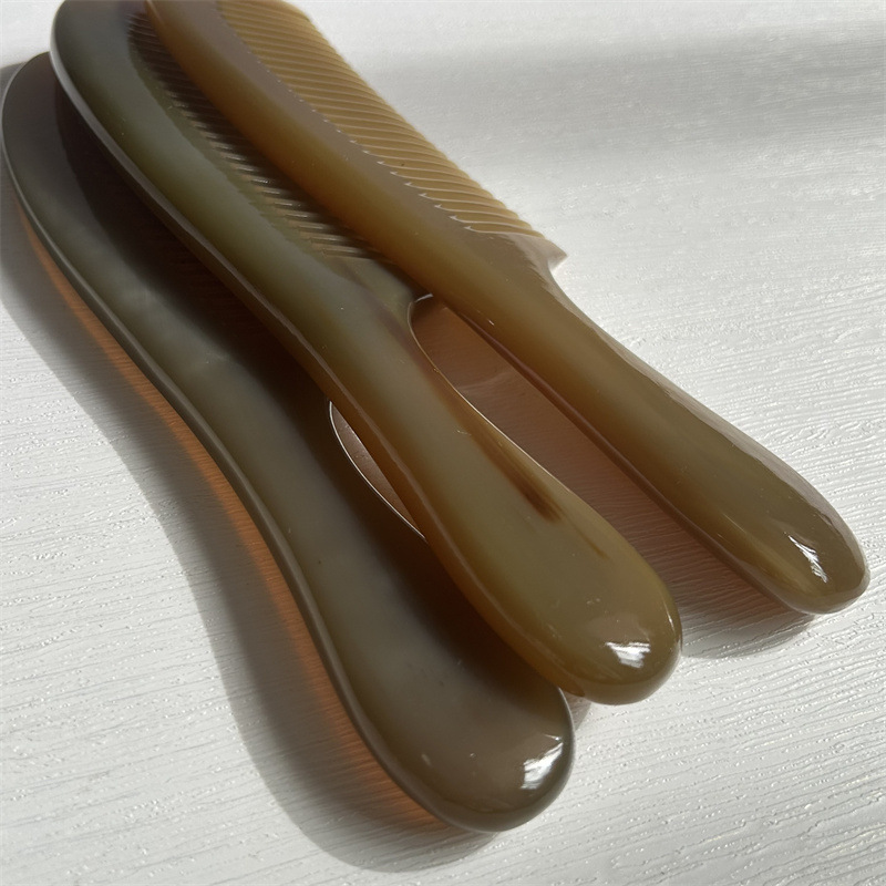 Large Thick Yak Horn Comb Hair Styling Meridian Head Massage Comb with Handle Gift Box quality and texture