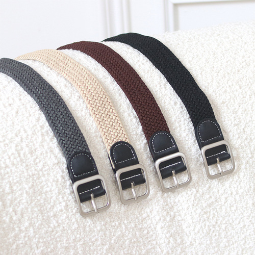 Woven belt for women ins style student elastic elastic belt trend fashion versatile men's canvas military training belt