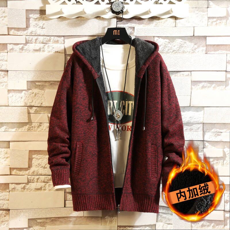 Ropa de otoño e invierno suelta casual manga larga forrado de lana en stock suéter Abrigo con capucha moda Universidad más tamaño moda cardigan