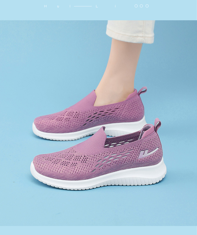 Huili Women's Shoes 2026 Spring New Model Mom's Shoes, Comfortable Slip-On Cloth Shoes For Middle-Aged And Elderly, Walking Shoes For Seniors_vogvips.com