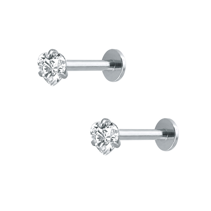 Geometric Stainless Steel Zircon Earrings Silver Twist Thin Stud Earrings for Men Women Fashion detail image 21