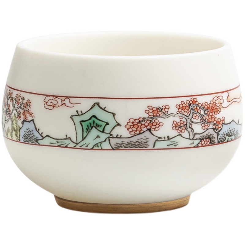 Ganador de gran cabra de jade de porcelana kung fu taza de té de cerámica maestro de esmalte de color taza de oro taza de té de inscripción de Dehua