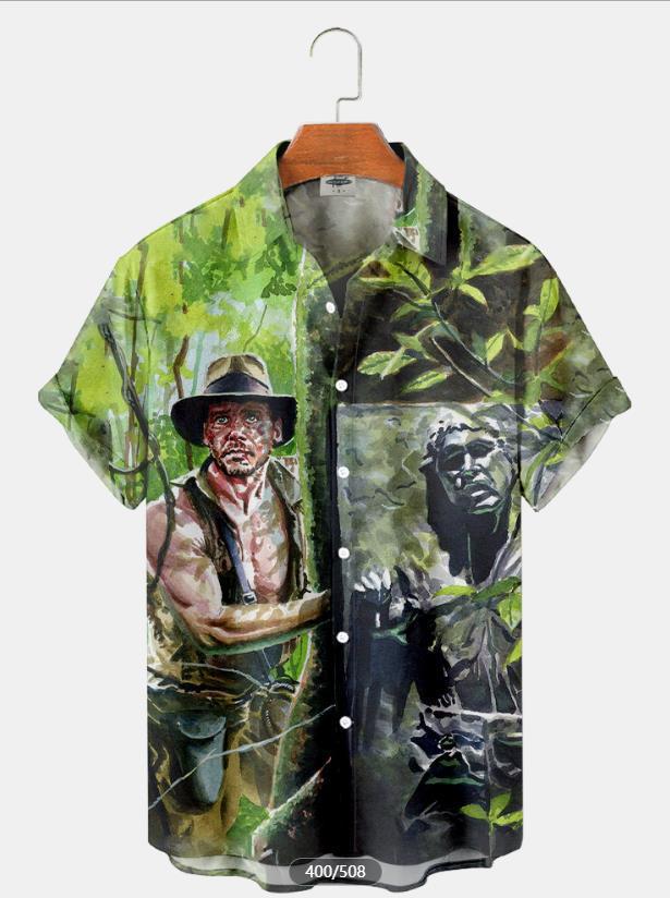 2023 nueva camisa 3D de talla grande para hombres transfronterizos serie caliente camisa hawaiana impresa digital 3D fuente