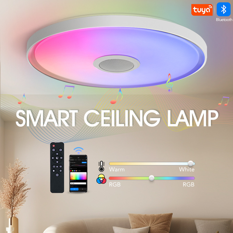 Tuya Bluetooth Smart Ceiling Light, Led Tri-Proof Light, Music Rgb Remote Control Lamp, Eu Certified