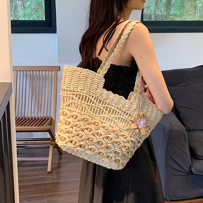 Bohemian Style Bag Seaside Beach Bag Women's Summer Woven Bag Niche Straw Large Capacity Shoulder Tote Bag
