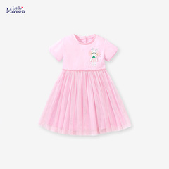 Little maven欧米風かわいいプリンセススカート夏の新しい子供のプリンセススカートの女の子の半袖ワンピース