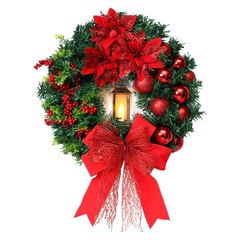 クリスマス装飾品、ドア掛け、40cm、ライト付き、聖なるクリスマスリース、木製、卸売