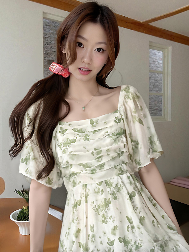 60-150kg Extra Large Size Floral Dress 2025 Summer New Style Elegant Style Mid-Length A-Line Skirt