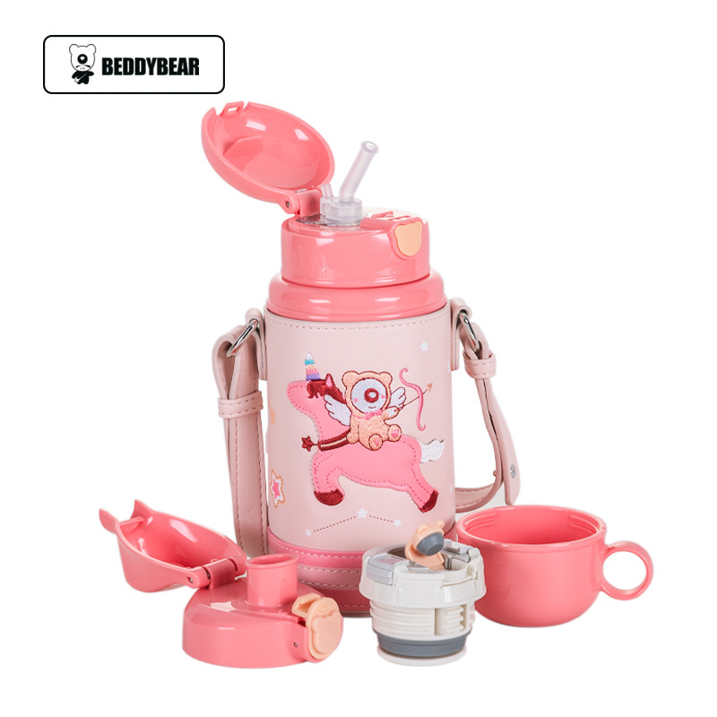 Oso de los niños serie completa taza de vacío bebé taza de agua con paja jardín de infantes al por mayor beber hervidor de agua taza de regalo caja