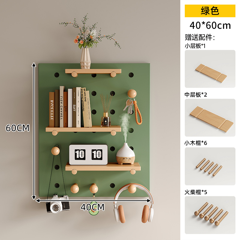 Tablero de agujero de madera maciza, estante de pared, entrada, forma de nogal, decoración de pared, pantalla de almacenamiento