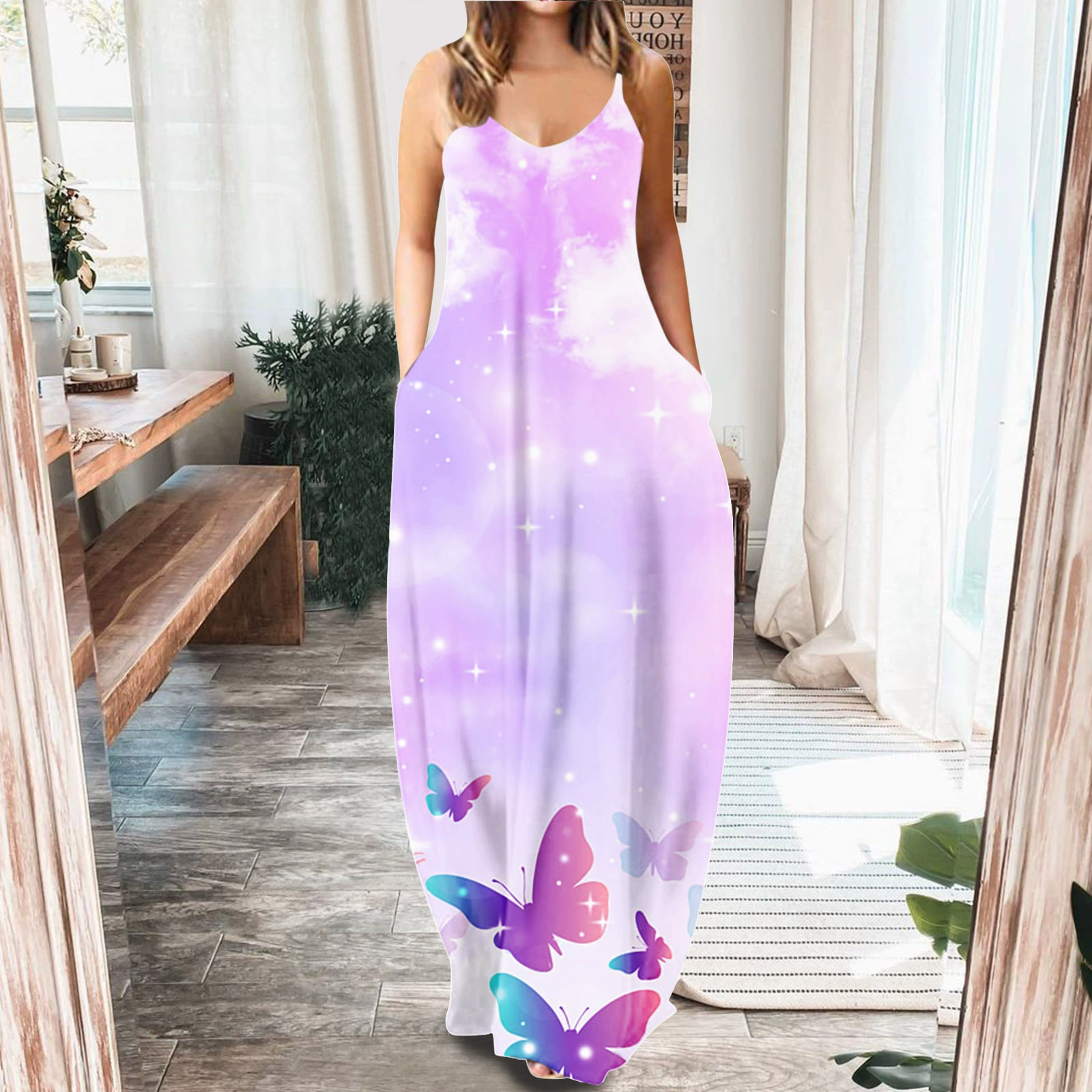 2022 Women Casual Loose Strap Dress Colors Summer Sexy Boho Bow Camis Pocket Maxi Dress Plus Sizes Big Large Dresses Robe Femme corset dress