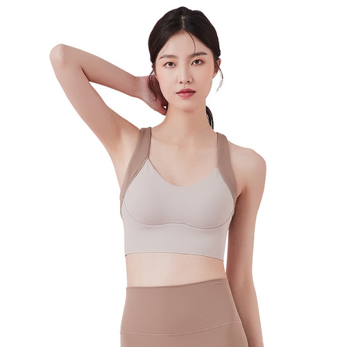 New sports bra for women high intensity running fitness back adjustable fixed cup bra vest yoga wear