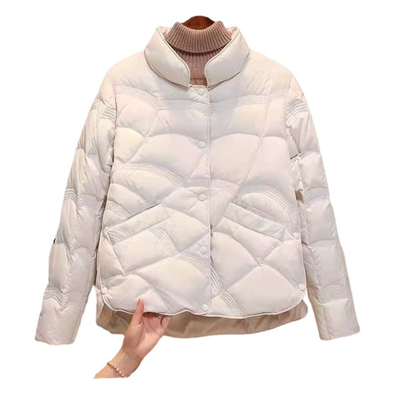 Трансграничный тонкий пуховик женский короткий осенний и зимний новый белый утиный бархат маленький модный зимний прилив пальто