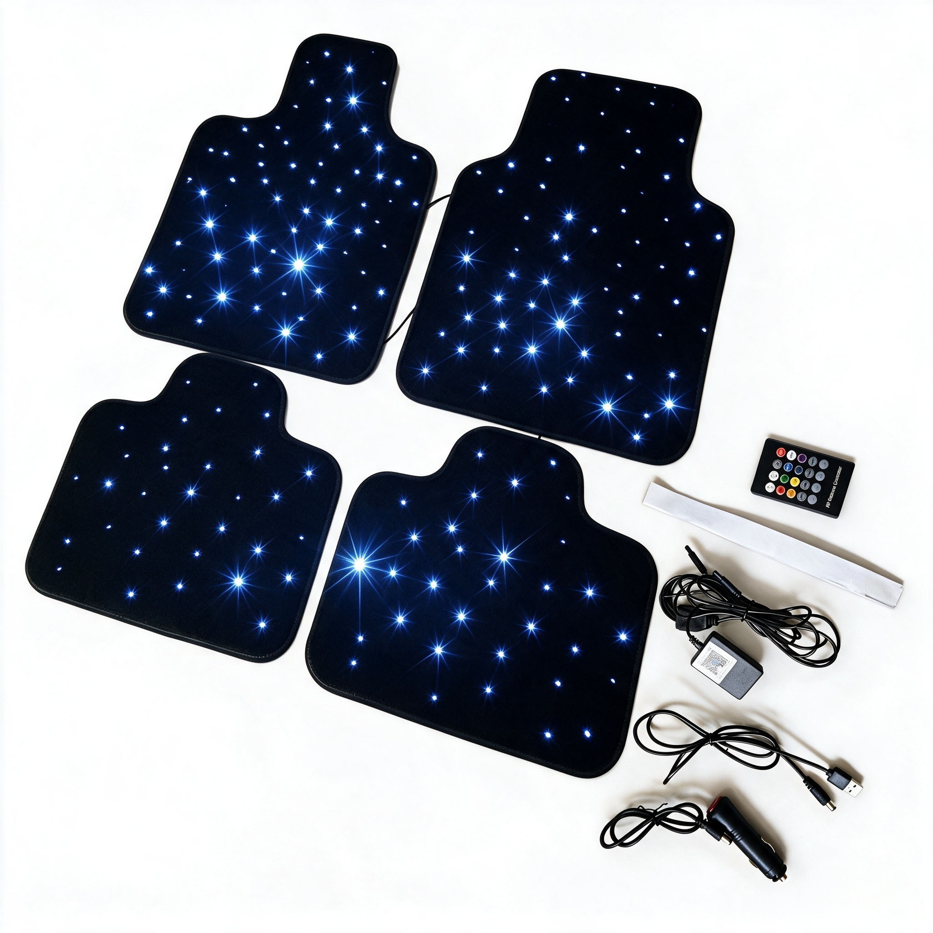 Cross-border supply LED starlight car floor mats with multi-color flashing ambient lighting, APP-adjustable lighting, luminous car floor mats