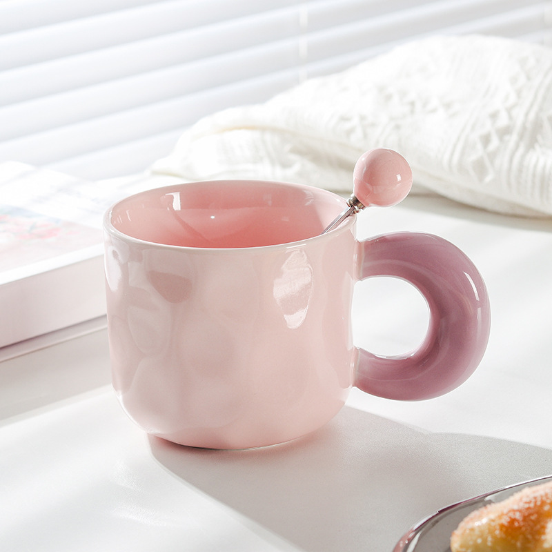 奶马克杯带盖勺可爱女生高颜值陶瓷咖啡杯子情侣办公室早餐杯夷陵|undefined