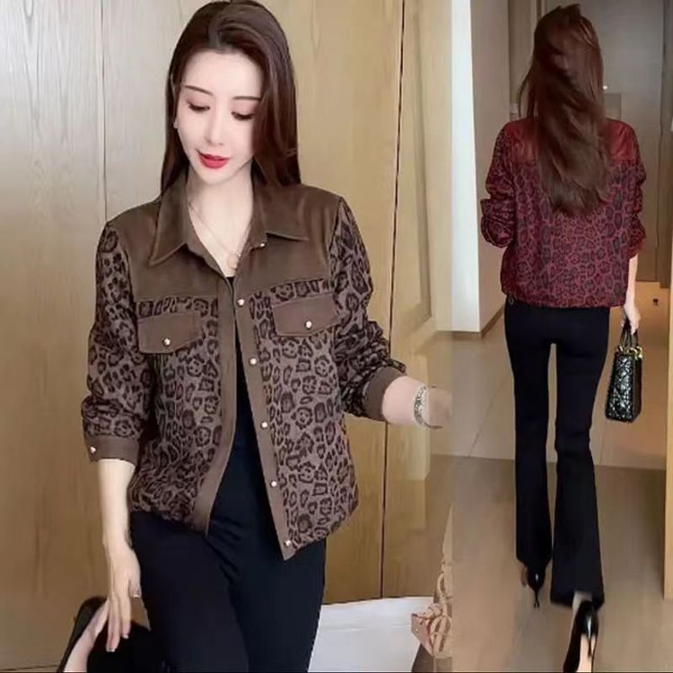 一件代发直播爆款豹纹短外套女2025秋季新款洋气减龄百搭夹克上衣|undefined