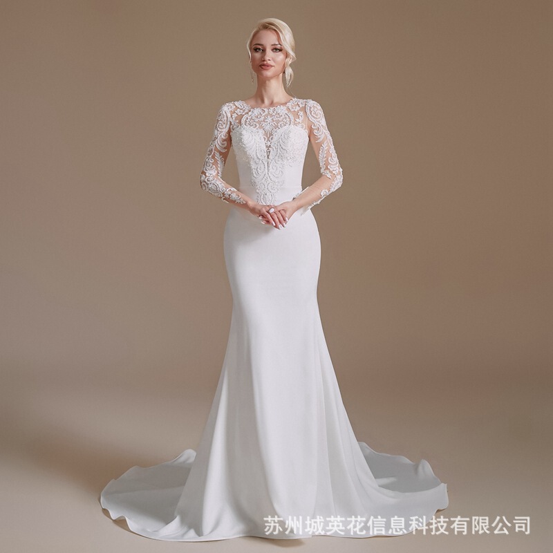 Engerla2022 high waist slim lace fishtail mop wedding dress white Chinese Sexy Slim evening dress