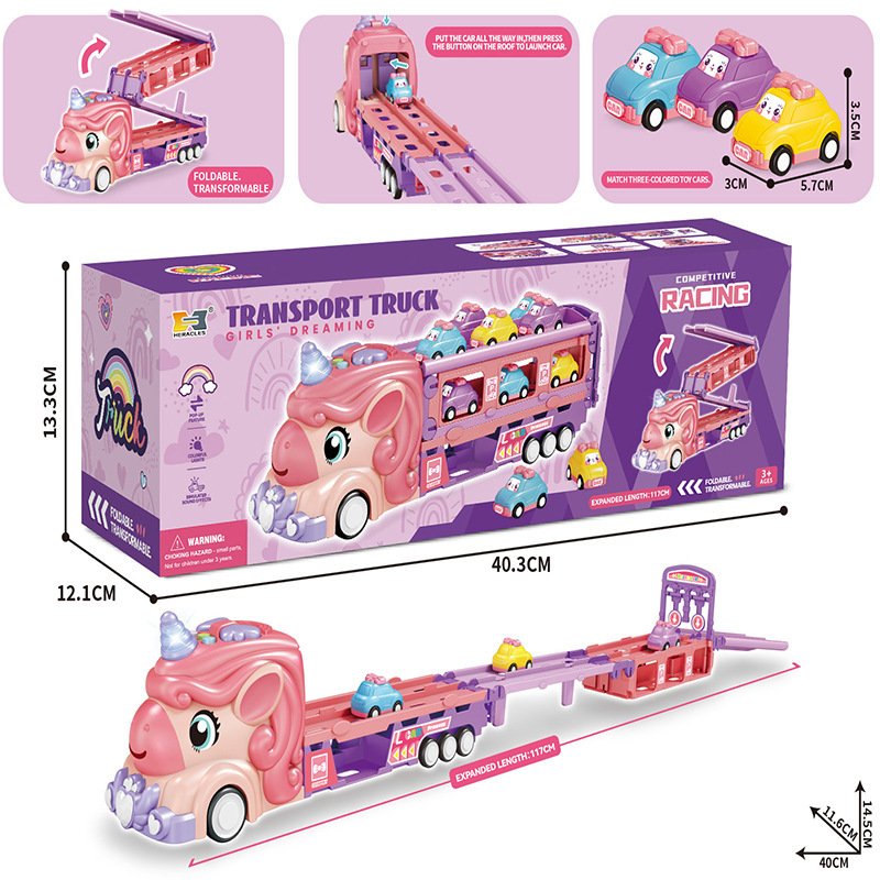 Children's ejection toy car boys and girls mini back force inertia cartoon car baby puzzle gift for 1-3 years old