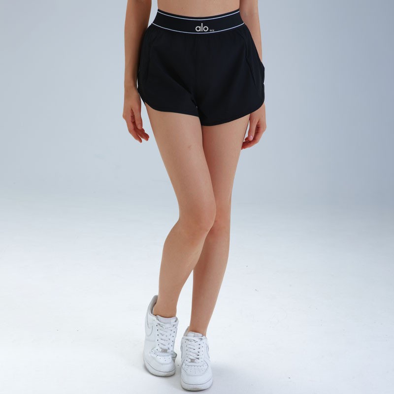 Alosco cintura alta falsa dos piezas de pantalones cortos deportivos transpirables para mujeres verano delgados pantalones cortos de carrera para mujeres