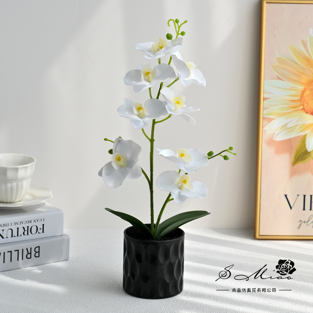 8 flores mariposa orquídea bonsai imitación maceta flores falsas decoración del hogar fotografía bodas adornos de flores artificiales image 3
