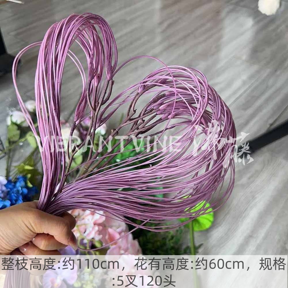 Púrpura de la boda flor artificial salón de bodas Camino de plomo techo arreglo floral Hotel Bienvenido arco piso decorativo flor artificial