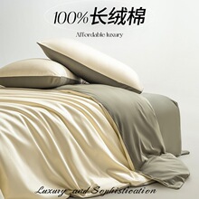 2026新款A类新疆全棉贡缎长绒棉纯色双拼被套纯棉被套三件套100棉