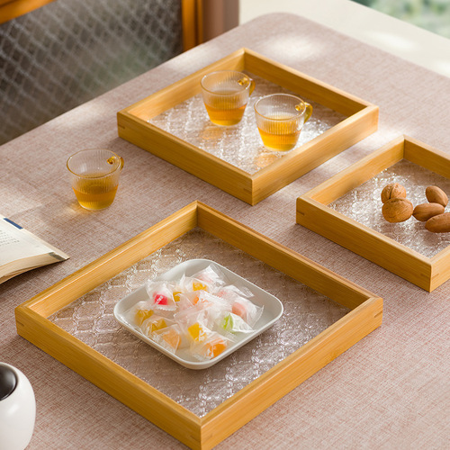 Tea tray, household tea tray, rectangular tea set, coffee table, small dry bubble table, living room, teacup storage, bamboo dinner plate