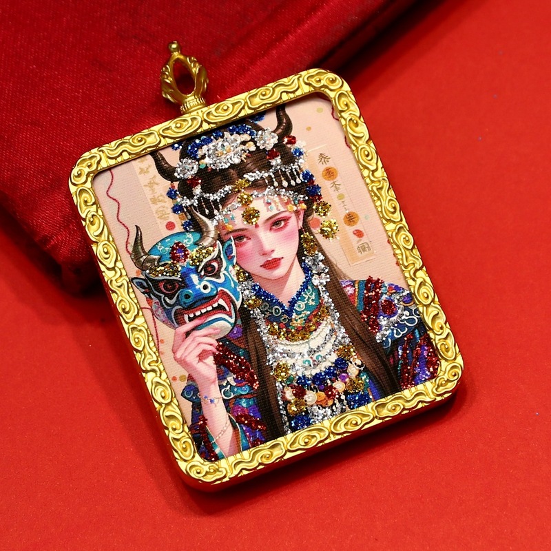 手绘彩金唐卡卡芯画芯金色嘎乌盒扎基拉姆前世今生厂家批发|undefined