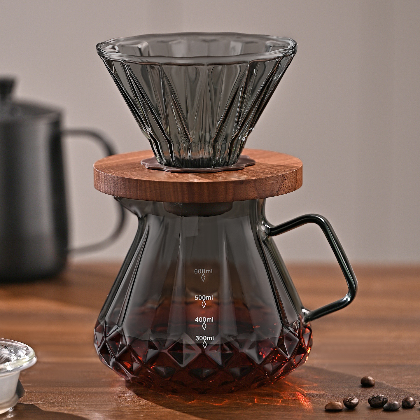 Hand-Brewed Coffee Sharing Pot, Transparent Black Starry Sky Pot, Glass Coffee Pot Set, Coffee Brewing Equipment, Filter