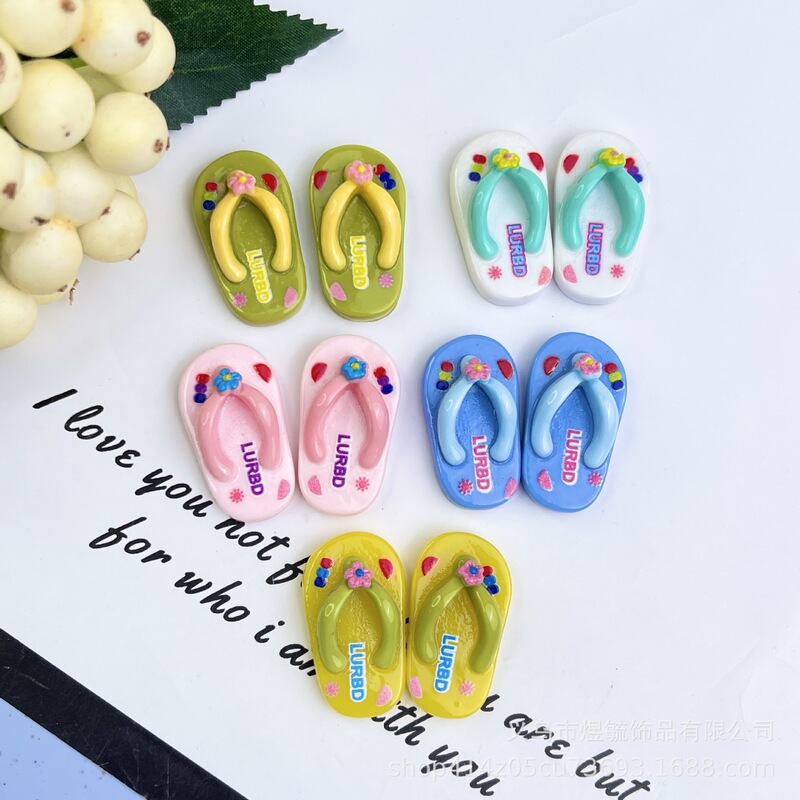 Summer Beach Slippers Cream Glue DIY Hairpin Resin Accessories Flip-Flops Fridge Magnet Material Patch