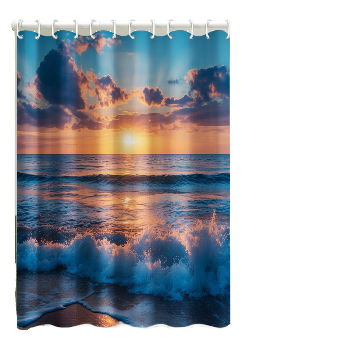 Thickened Polyester Waterproof Shower Curtain, No Need Drilling, Specifically Bathrooms, Can Be Used As Partition_voghion.com