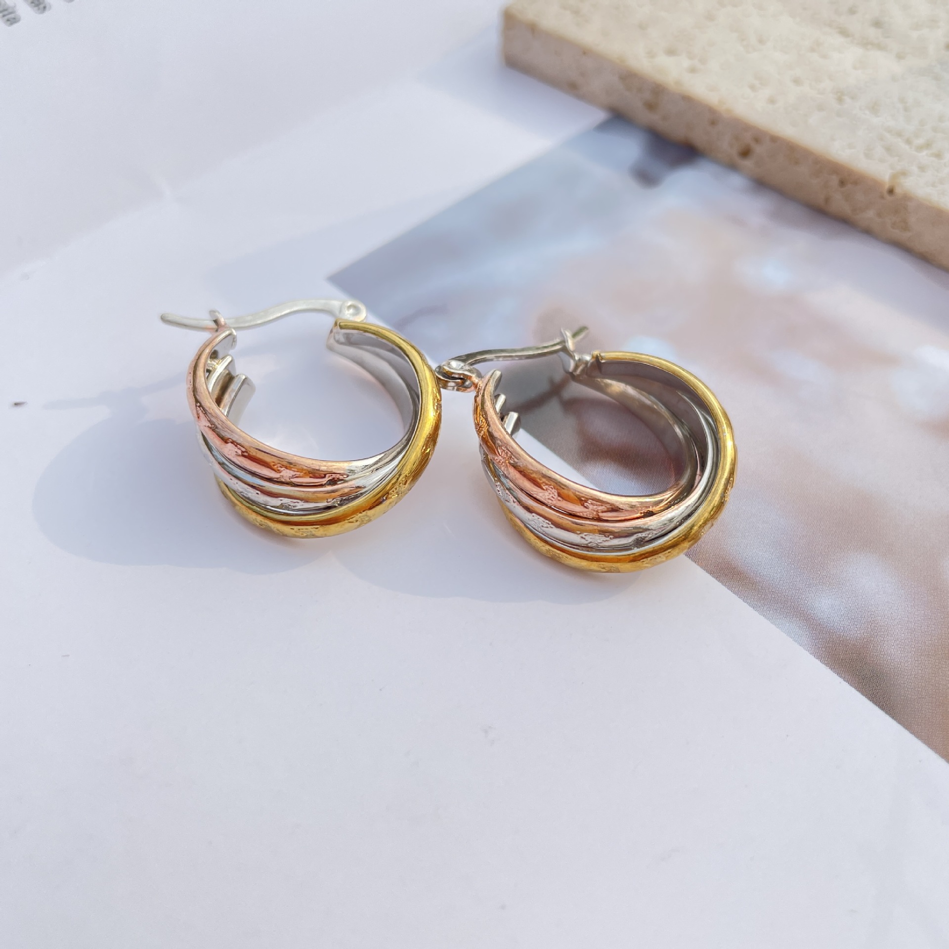 Fashion C Shape Stainless Steel Plating Earrings 1 Pair