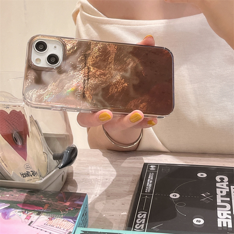 El patrón de papel de aluminio manchado degradado de café estilo ins se aplica a la carcasa del teléfono móvil iPhone13 16ProMax Apple 14/15 hembra