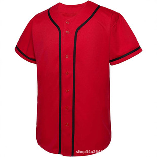 Cross-Border Amazon New Men's Cardigan Baseball Uniform Baseball T-Shirt Men's Shirt Breathable Loose European Size Customized with Pictures