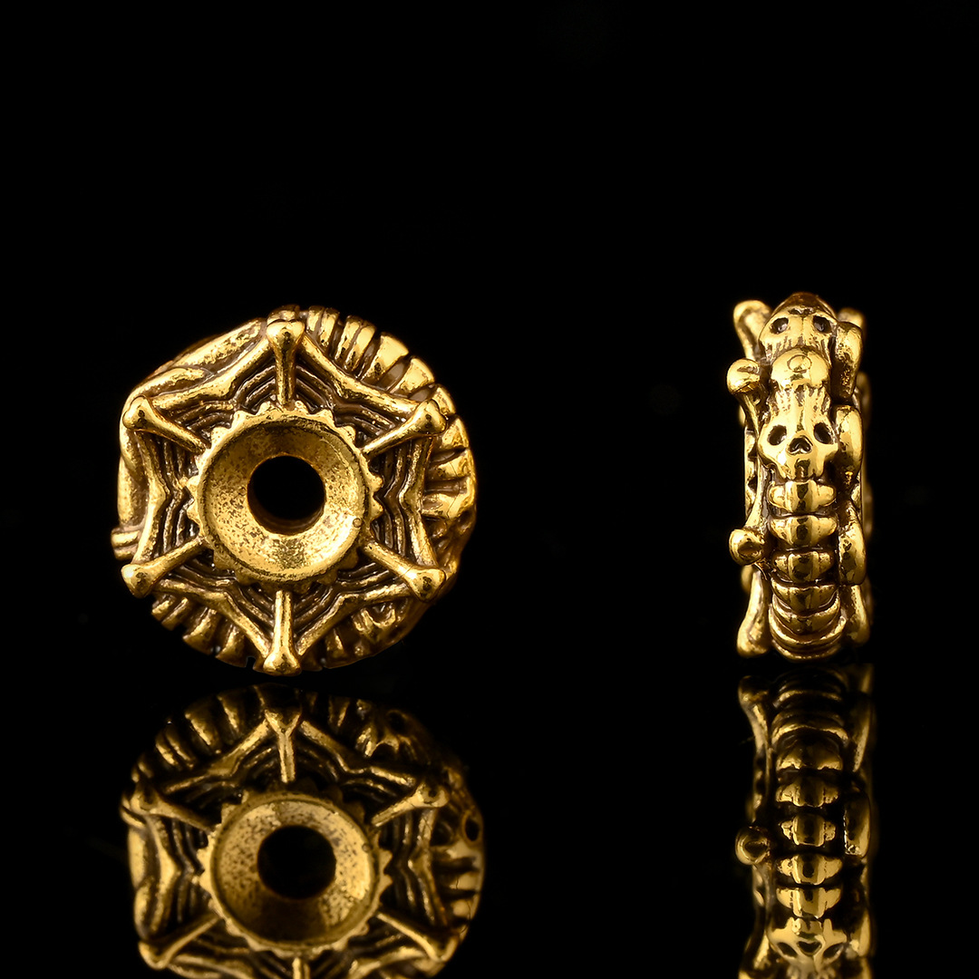 Ancient-Style Gold-Plated Card Rings with 24K Gold Craftsmanship, Gold-Colored Mechanic's Card, Eco-Friendly Color Spacer Beads, DIY Jewelry Accessories