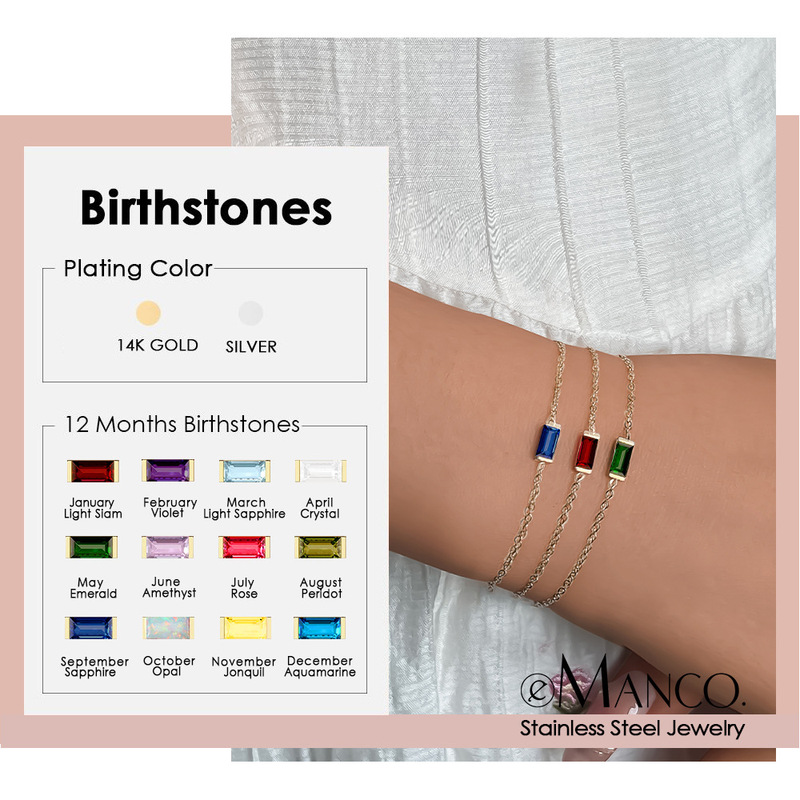 eManco French Square Exquisite All-match Color Zirconium Stainless Steel Fashion Commuting Dopamine Niche High-grade Bracelet