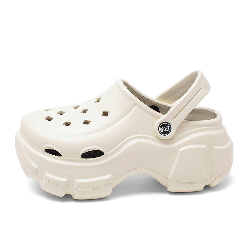 Augustion zapatos con agujeros de suela gruesa para mujer 2025 ropa de verano nueva playa con suela suave, sandalias y pantuflas de eva