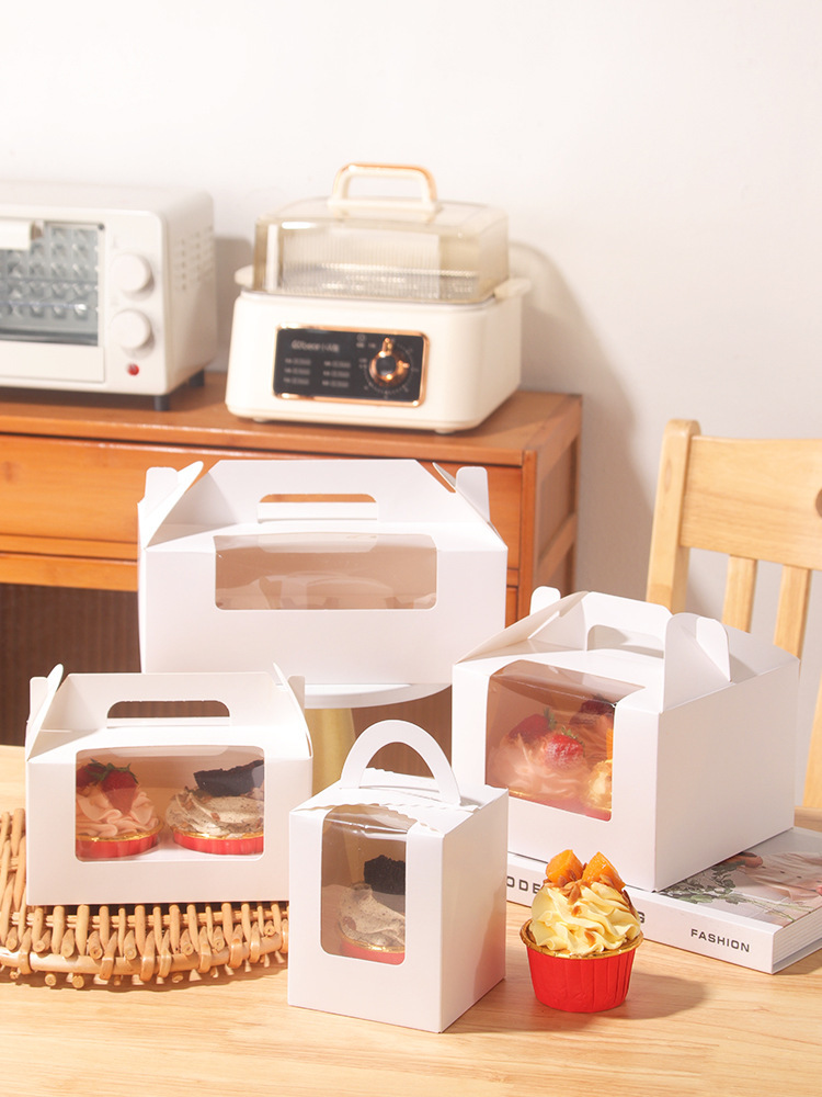 杯子蛋糕包装盒1/2/4/6粒蛋挞盘挞蛋糕盒甜品盒子纸杯蛋糕打包盒